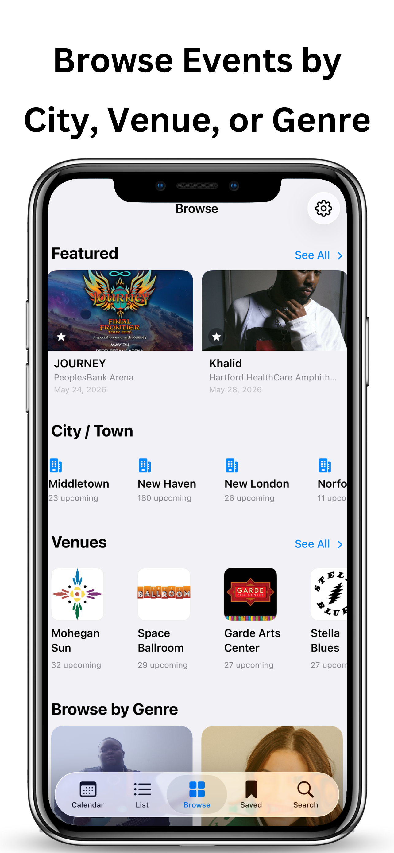 Browse Connecticut concerts by city, venue, and genre